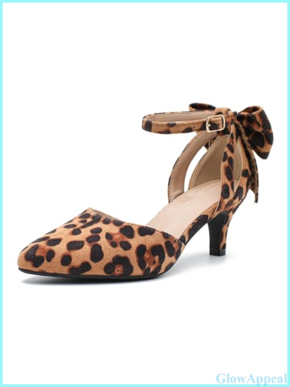 Kitten Heel Pumps with Bow Ankle Strap Pointed Toe Dress Shoes